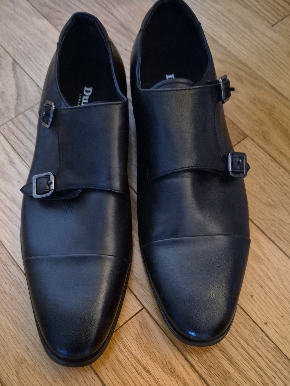 Dune London Scheme Black Leather Double Monk Strap Dress Shoes Size EU 41